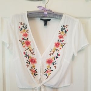 Forever 21 Tie-front Crop Top